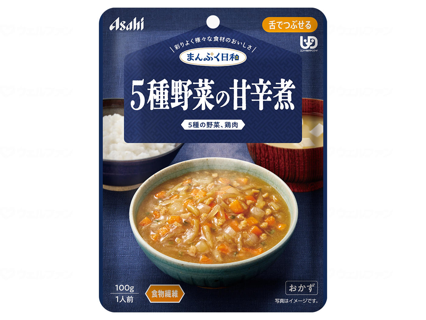 舌でつぶせる　まんぷく日和　5種野菜の甘辛煮 / 100g