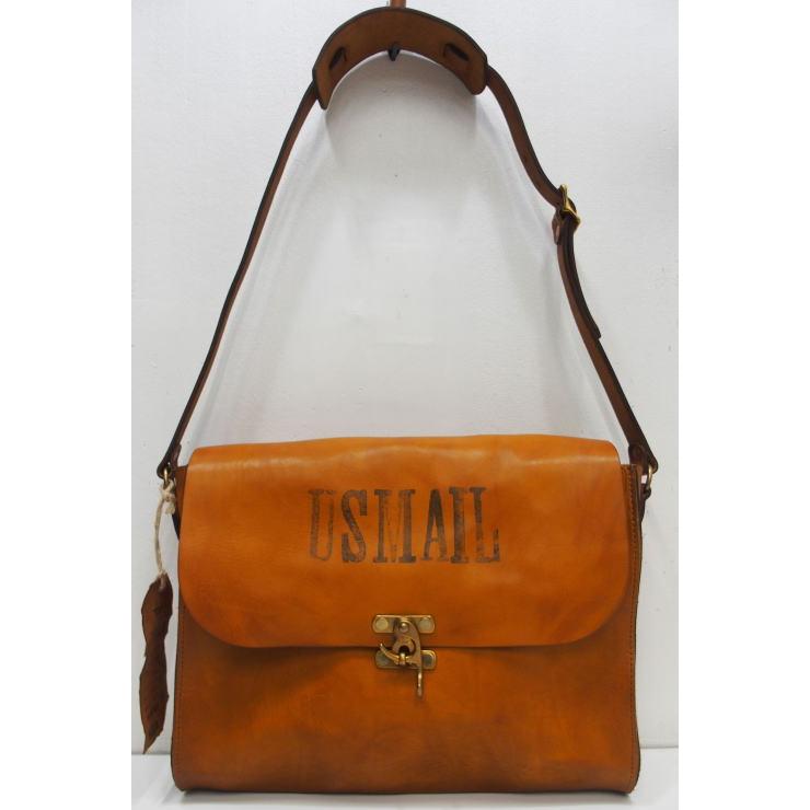【2024春夏 入荷】Vasco(ヴァスコ)[Three Eight 別注 Lot.VS-258L LEATHER POST SHOULDER BAG/Mastard Camel]メールバッグ レザーポストマン ショルダーバッグ ワンショルダー 牛革 真鍮 日本製