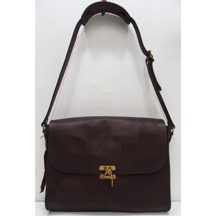 【2024春夏 入荷】Vasco(ヴァスコ)[Three Eight 別注 Lot.VS-258L LEATHER POST SHOULDER BAG/Brown]メールバッグ レザーポストマン ショルダーバッグ ワンショルダー 牛革 真鍮 日本製