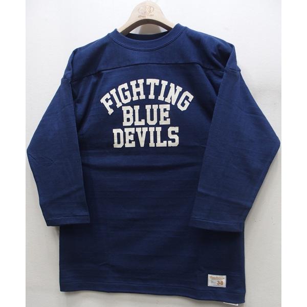 WAREHOUSE(ウエアハウス)Lot 4063 7分袖フットボールT BLUE DEVILS 日本製