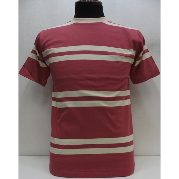 乐天商城 - 【2026春夏 新作】WAREHOUSE(ウエアハウス)[Lot.4113 Short-Sleeved Border T-Shirt/Salmon]Lot 4113 半袖ボーダーT 半袖Tシャツ 日本製