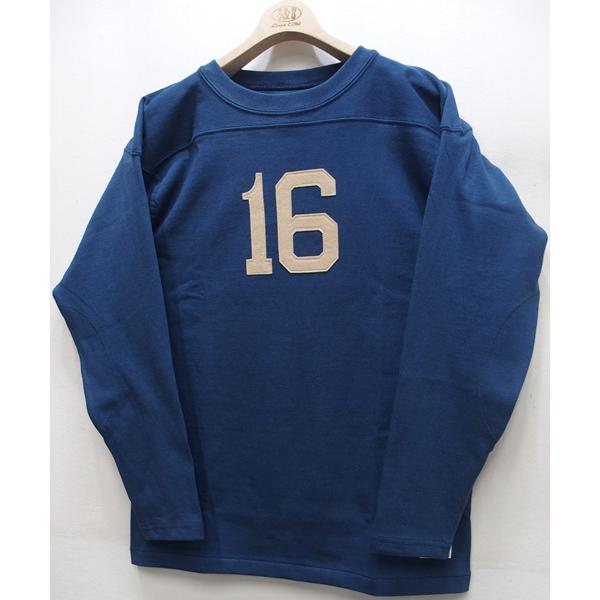 乐天商城 - 【2026春夏 新作】WAREHOUSE(ウエアハウス)[Lot.5913 Long Sleeve Football Tee/NO.16-Blue]Lot 5913 長袖フットボールT NO.16 アップリケ縫い付け エルボパッチ 日本製