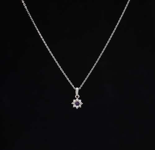 アメジスト＆キュービックジルコニア　磁気ネックレス [ ネックレス キュービックジルコニア レディース おしゃれ エレガント 磁気 肩こり 首コリ 健康促進 ]