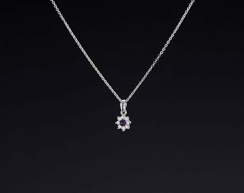 アメジスト＆キュービックジルコニア　磁気ネックレス [ ネックレス キュービックジルコニア レディース おしゃれ エレガント 磁気 肩こり 首コリ 健康促進 ]