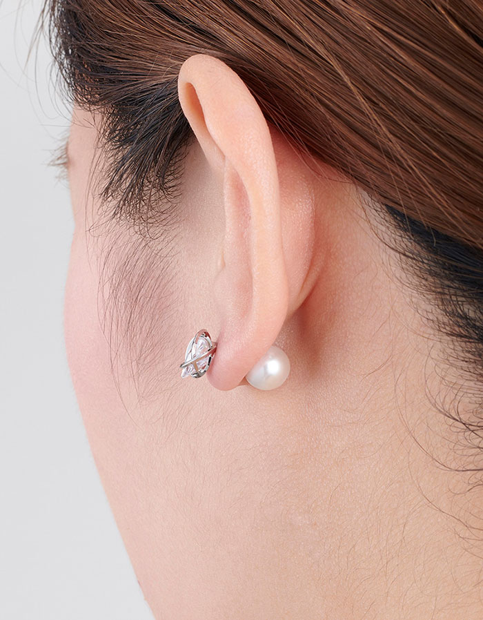 ピアス キャッチ 2ペア 樹脂パール 8mm ゴールド シルバー 両耳用 2個セット パー...