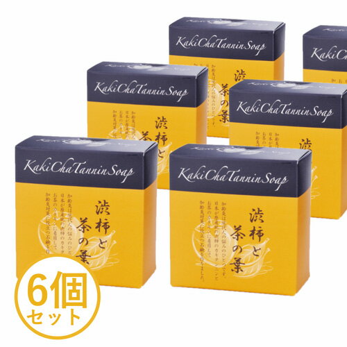 Rakuten - 【6個セット】カキチャタンニンソープ [ せっけん 石けん カテキン 天然成分 固形 コラーゲン ヒアルロン酸 皮脂 毛穴汚れ 合成着色料不使用 美肌 スキンケア ギフト プレゼント 加齢臭対策 国産 国内産 日本製 送料無料 ]