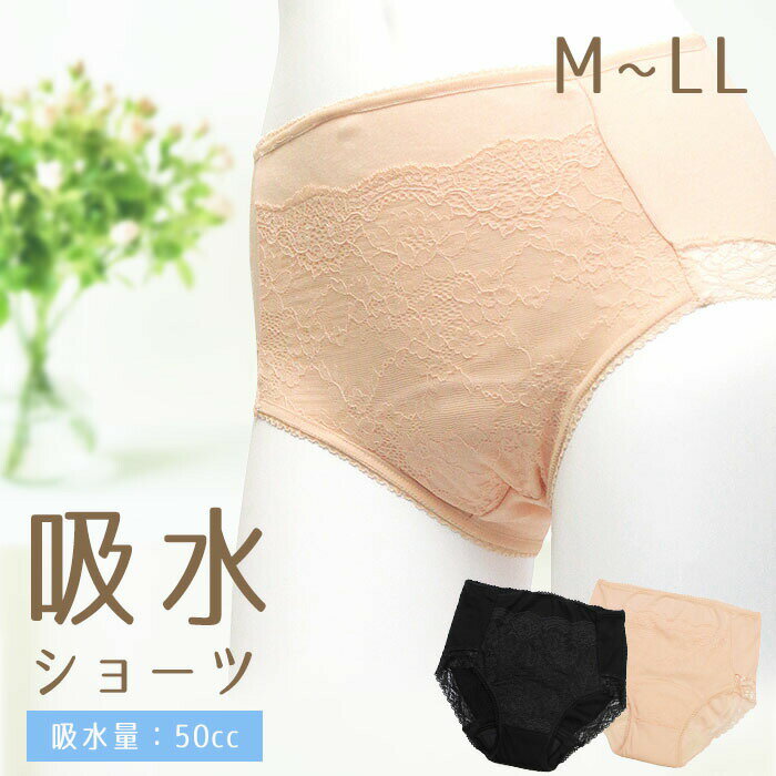 婦人安心ショーツ（50cc） [ 選べるカラー サイズ ショーツ 下着 インナー パンツ レディース M-LL 綿100％ 深履き 快適 おしゃれ 可愛い 軽失禁ショーツ 失禁ショーツ ちょい漏れ対策 無地 レース 安心パンツ レディース ]