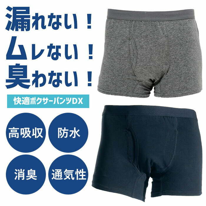 即納 尿漏れパンツ 男性用 ちょい漏れ ボクサーパンツ 軽失禁 失禁パンツ トランクス 前開き メンズ ネイビー グレー M/L/LLの商品画像