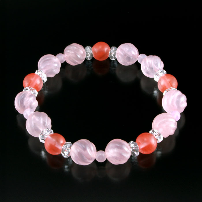 \11/27迄!!ブラックフライデー最大2000OFF/【可憐な色合い×上品カット】ローズクォーツ チェリークォーツ 天然石 パワーストーン ブレスレット 開運...