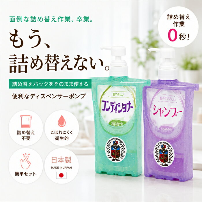 ＼6月26日まで ポイント5倍＆最大2000円引きクーポン配布中！／詰め替え そのまま ポンプ 500ml 2個セット シャンプー コンディショナー リンス ボディソープ ボトル 詰め替え不要 そのまま使える スタンダード 液体せっけん