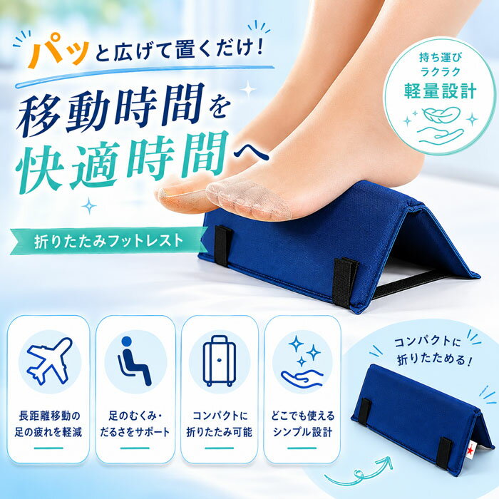 ＼8月11日まで!ポイント5倍＆最大2000円引きクーポン配布中！／【折りたたみ軽量で持ち運び便利】足置き台 デスク下 デスクワーク フットレスト 飛行機 機内 足置き 車 助手席 夜行バス 足裏 マッサージ 折りたたみ 持ち運び トラベル 旅行 クッション three-peace-10010540 スリーピースECショップ パッケージ画像
