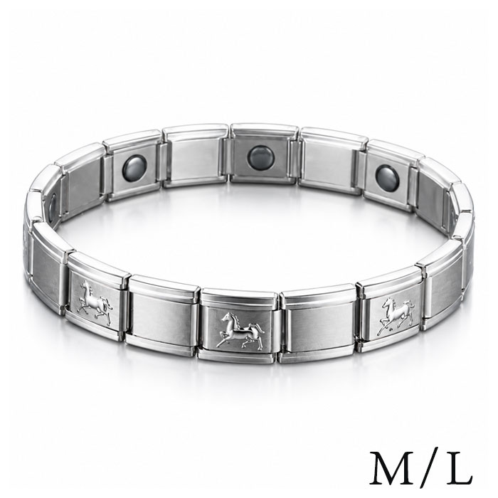 ゲルマニウムブレスレット メンズ レディース M/L 九頭馬 開運 何事もうまく行く シルバー 健康アクセサリー 血行促進 ギフト プレゼント 父の日 敬老の日 健康グッズ 女性 男性 おしゃれ
