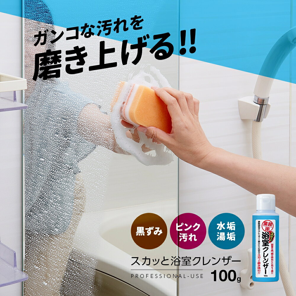 ＼4月27日まで!ポイント5倍＆最大2000円引きクーポン配布中！／【黒ずみ・ピンク汚れ・水垢もスッキリ落とすクレンザー】アイメディア 業務用スカッと浴室クレンザー 100g / 浴室洗剤 お風呂用洗剤 水あか取り 水垢落とし 湯垢洗浄剤 浴槽 クレンザー 黒ずみ