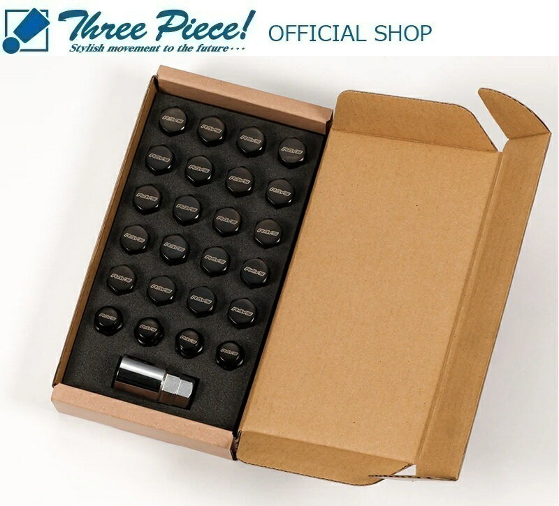 【メーカーお取り寄せ】RAYS グッズ 19HEX ナット＆ロックセット L33 6H用 M14×1.5 スリーピース オフィシャルショップ★ ・M14×P1.5BK 営業日内即納可能！