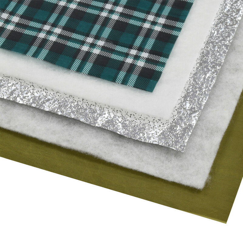 アルミシート入り洗える寝袋　チェックグリーン