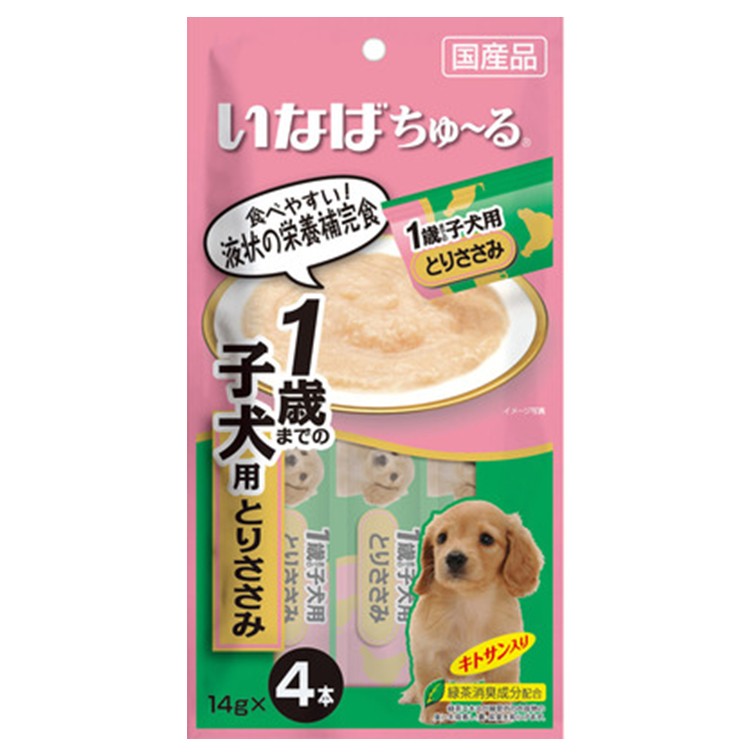 【クーポン利用で最大7％OFF】いなば 子犬用おやつ ちゅ～る 1歳までの子犬用 とりささみ 14g×4本入
