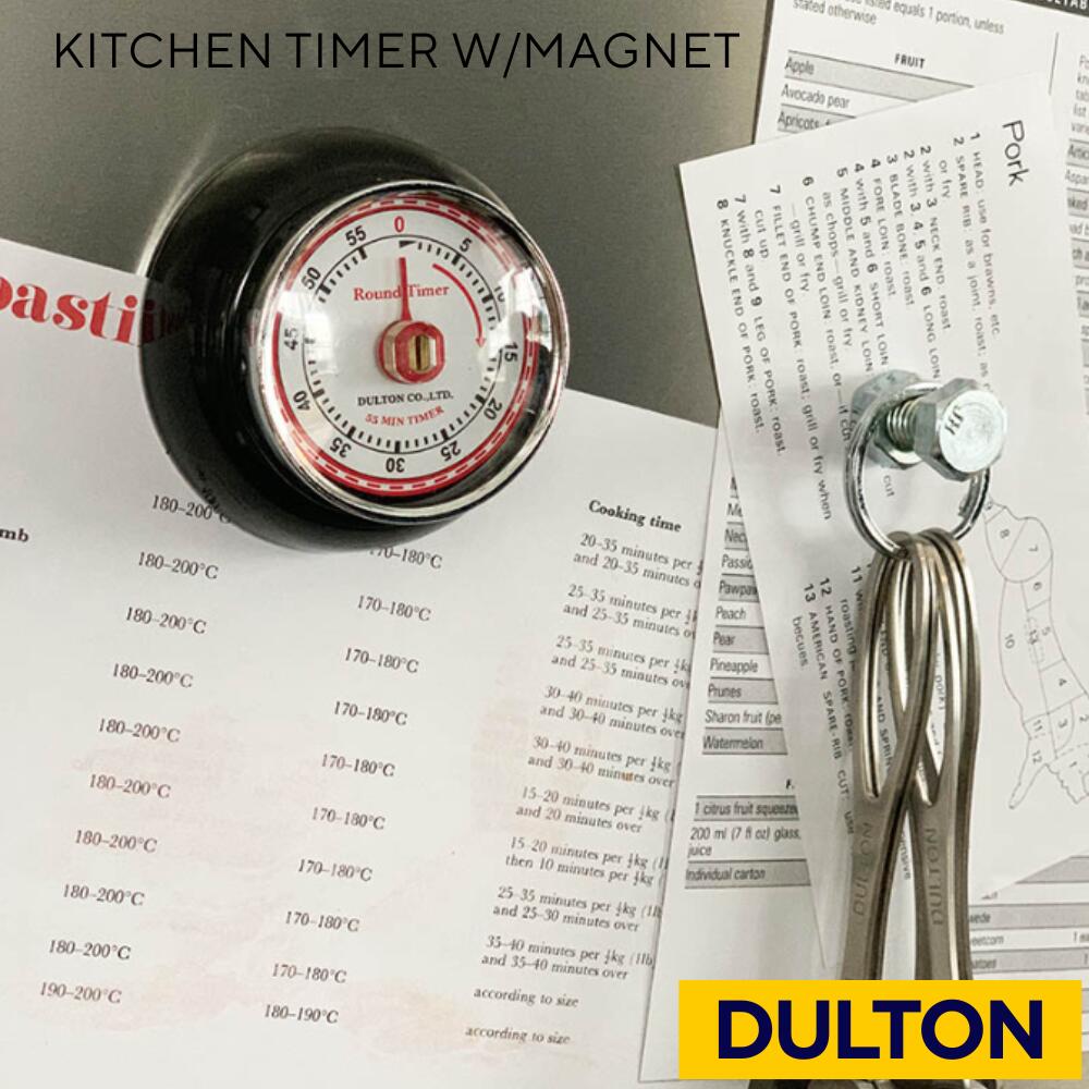 ダルトン / キッチンタイマー ウィズ マグネット ブラック｜ DULTON KITCHEN TIMER W/MAGNET BK 100-189BK | キッチンタイマー マグネット 磁石 おしゃれ キッチン雑貨 かわいい 電池不要 アナログ キッチン用品 シンプル 台所 アメリカン レトロ ヴィンテージテイスト
