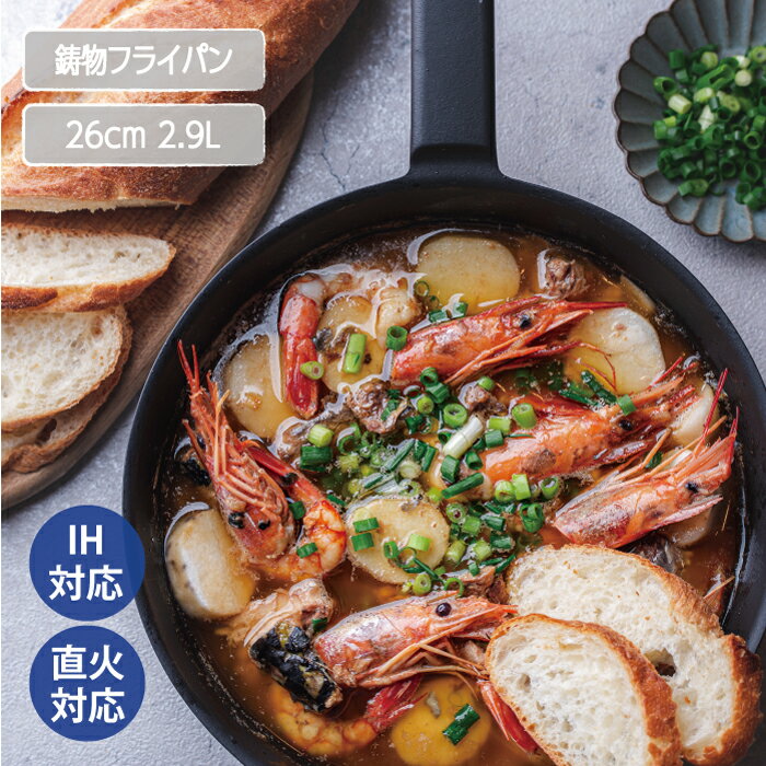 【6/20限定500円OFF＆P5倍】SSC 鋳物 フライパン 26cm ※フタなし 送料無料 日本製 サントク 鋳物フライパン 直火OK! IH もOK! オーブン にもOK! 軽い 鋳物フライパン 一生モノ プレゼント ギフト も おすすめ!