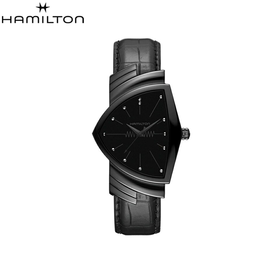 ベンチュラ 腕時計（メンズ） 【期間限定10％OFFクーポン！1日0時から】 【ノベルティプレゼント】【60回無金利ローン】 ハミルトン ベンチュラ クオーツ レザー ブラック メンズ 腕時計 HAMILTON H24401731