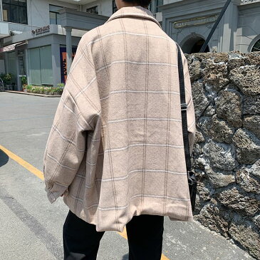 ジャケット メンズ 韓国 ファッション 中学生 高校生 学生 10代 長袖 アウター シャツ チェック おしゃれ ダンス ヒップホップ 3252