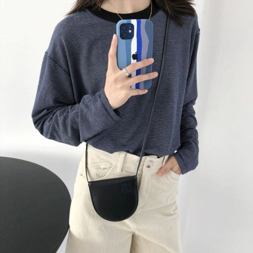 Tシャツ トップス 長袖 レディース ピンストライプスリミング 9582 Tシャツ トップス 長袖 レディース ピンストライプスリミング 9582