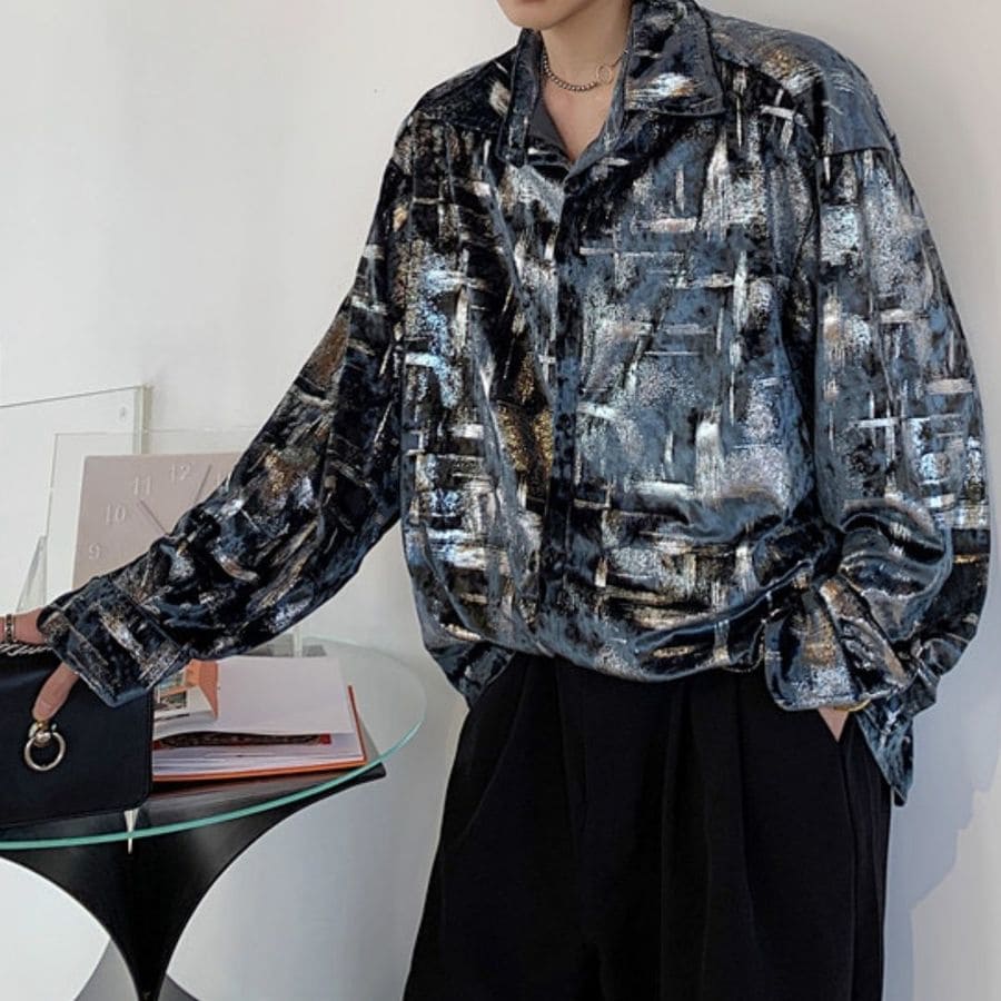 シャツトップス 長袖 韓国 ホットスタンピング 9589