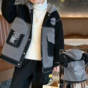 ボアブルゾン キッズ 男の子 ボアジャケット バックロゴ フード付き 前ポケット 秋冬春 アウター ヒップホップ 韓国 おしゃれ 13681