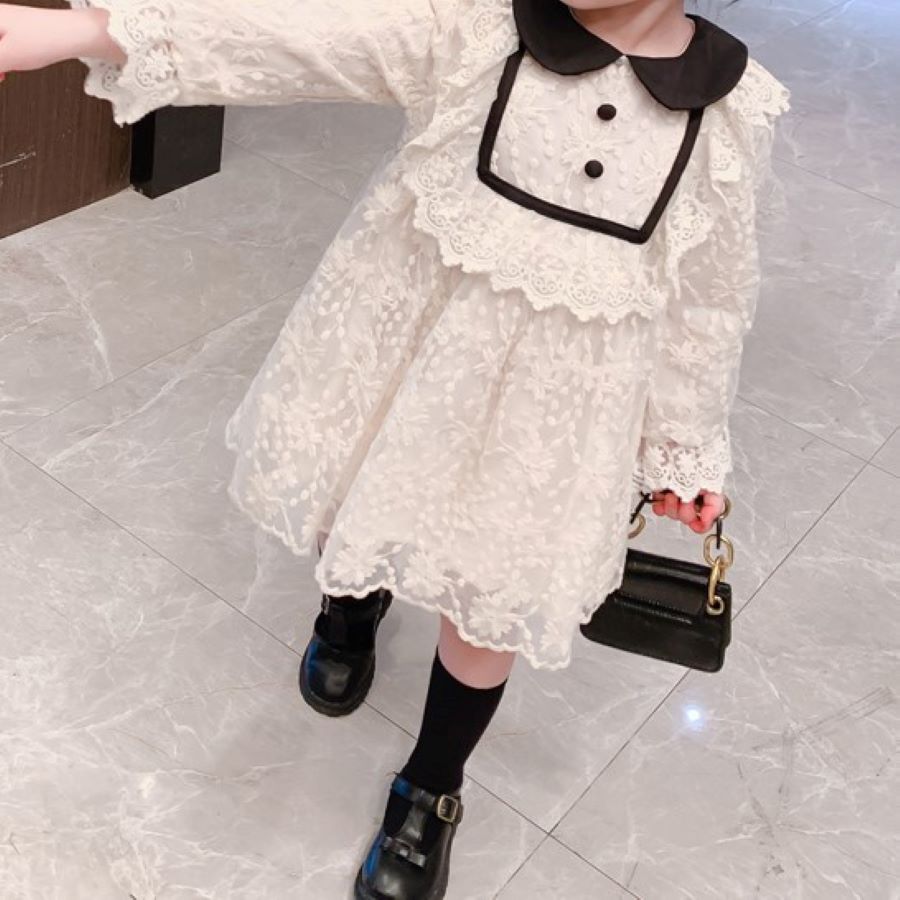 女の子 プリンセスドレス ベビー 長袖ワンピース レース 結婚式 入園式 卒園式 発表会 七五三 キッズ ガールズ ワンピース ベビー服 春 秋 ページュ 90...