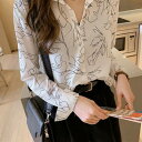 シャツ ブラウス トップス レディース 20代 30代 40代 50代 長袖 フラワープリント おしゃれ 夏秋 12607(4)