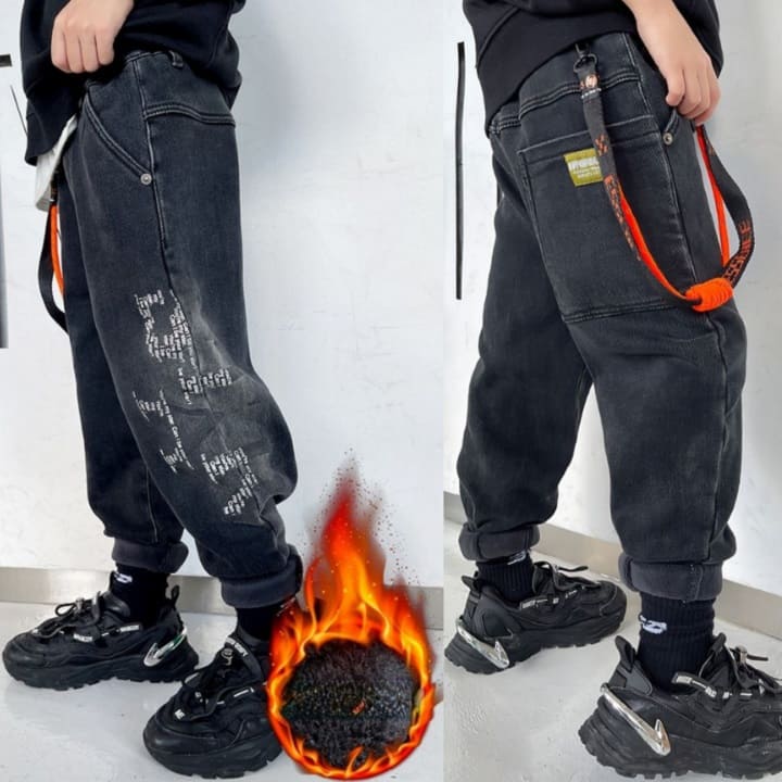 裏起毛 デニムパンツ キッズ 男の子 カーゴパンツ ジョガーパンツ 秋冬春 ボトムス ヒップホップ 韓国 ..