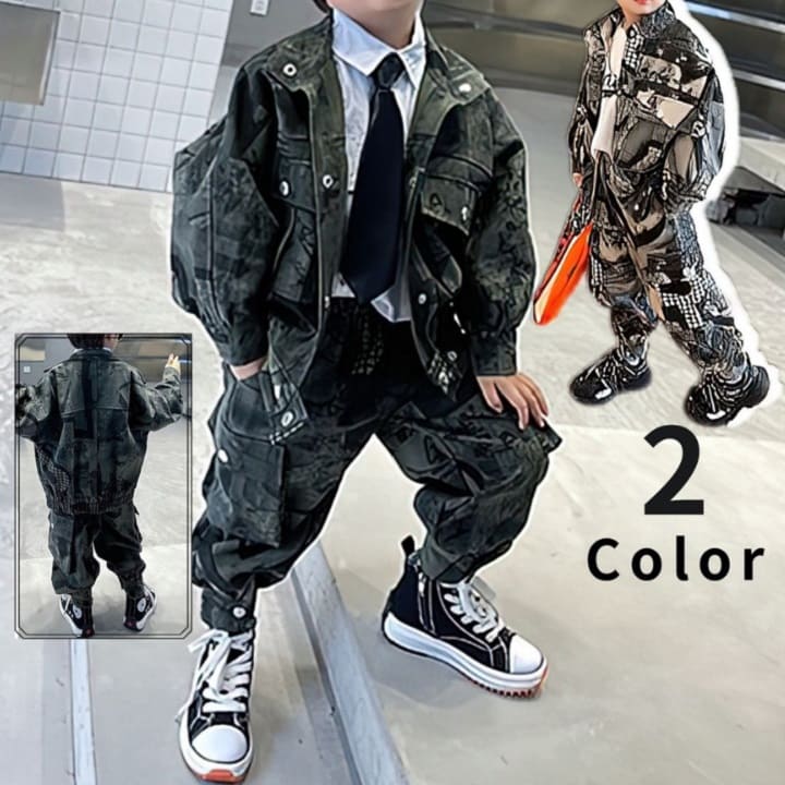 セットアップ キッズ 男の子 アーミースタイル ミリタリージャケット サルエルパンツ ダンス衣装 ヒップホップ 子供 ダンスパンツ ダンストップス HIPHOP...