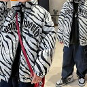 小学生 男の子 ロゴブルゾン 中綿ジャケット ゼブラ柄 秋冬春 アウター 通学 ダンス ストリート ヒップホップ 韓国 秋春 長袖 子ども 子供服 キッズ ジュ...
