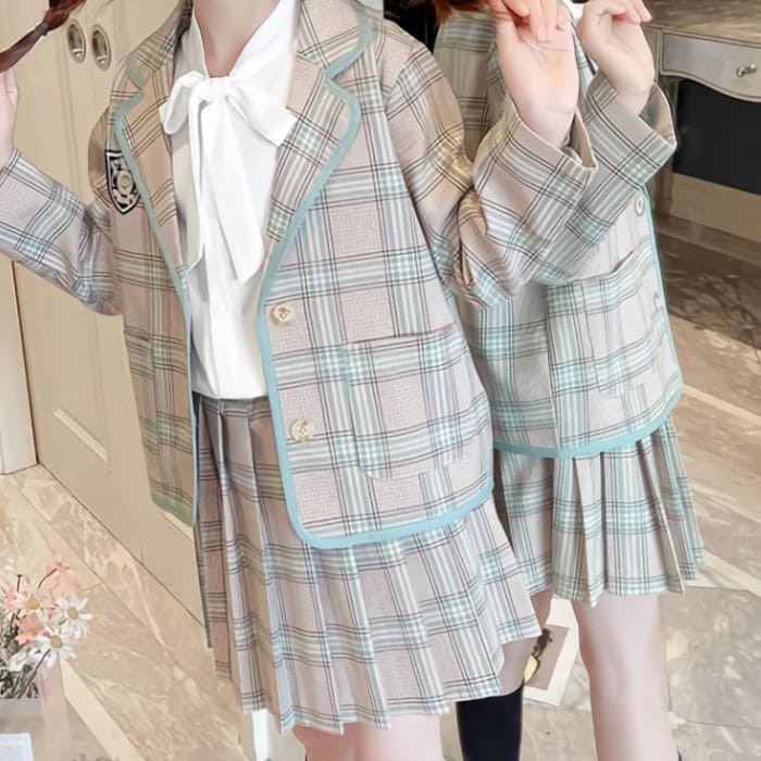 小学生 セットアップ キッズ 女の子 リボンタイブラウス チェックジャケット プリーツスカート 3点セット 春秋 セットアップ 女の子 入学式 入園式 卒業式 ...