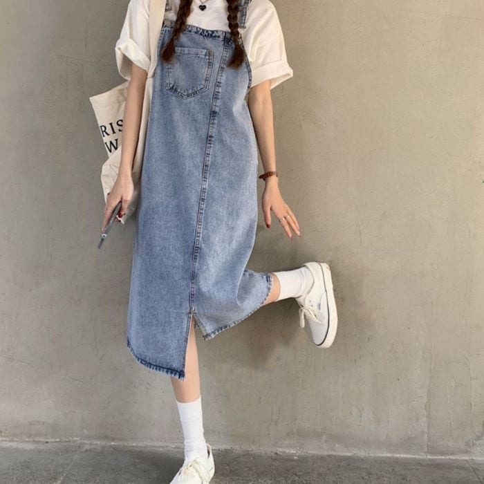 中学生 高校生 ファッション デニム サロペットスカート 不規則 デザイン ジャンパースカート 10代 韓国 おしゃれ レディース 春 秋 ボトムス 14435