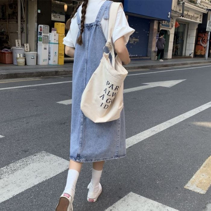 中学生 高校生 ファッション デニム サロペットスカート 不規則 デザイン ジャンパースカート 10代 韓国 おしゃれ レディース 春 秋 ボトムス 14435