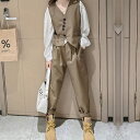 小学生 セットアップ キッズ 女の子 パンツ スーツ 長袖 ベスト レイヤード風 ブラウス タックパンツ 2点セット 秋春 韓国 ダンス カジュアル フォーマル...