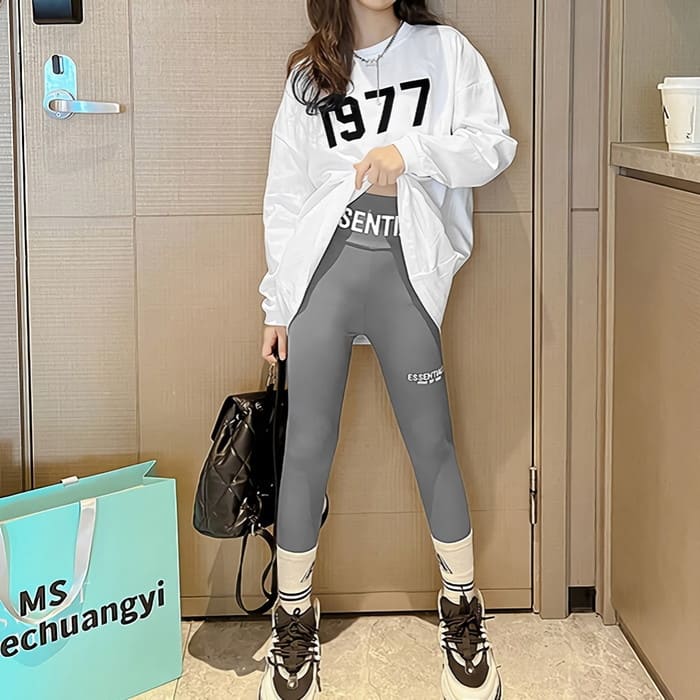 小学生 セットアップ キッズ 女の子 パンツ スーツ 長袖 ロゴカットソー レギンス 2点セット 秋春 韓国 ダンス カジュアル ファッション 通学 可愛い コ...