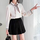 小学生 セットアップ キッズ 女の子 長袖 リボンタイ ブラウス プリーツ スカート 2点セット 制服コーデ 韓国 ファッション 通学 ダンス 発表会 可愛い ...