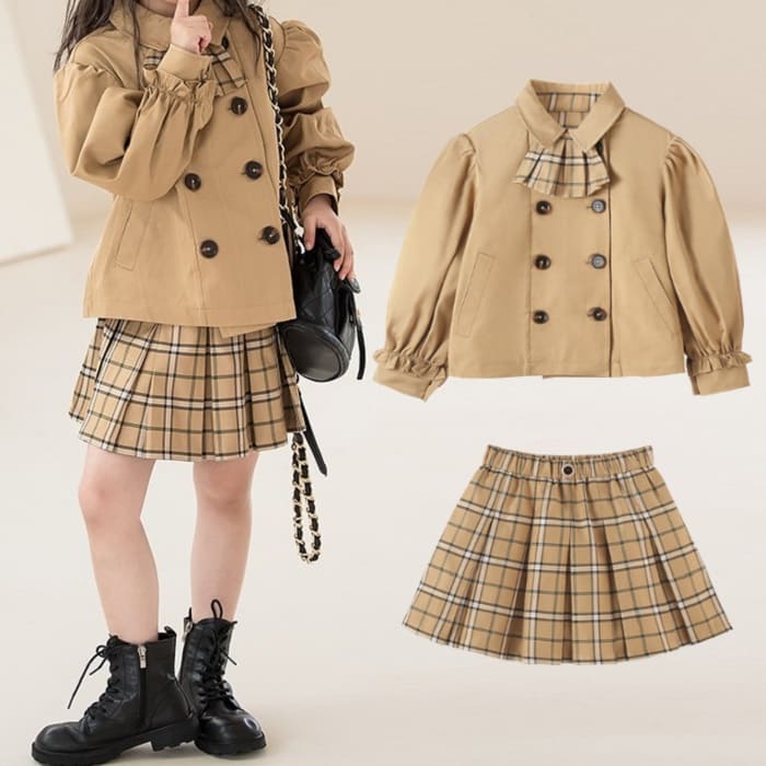 小学生 セットアップ キッズ 女の子 リボンタイジャケット プリーツスカート チェック柄 春秋 2点セット スカートスーツ 女の子 カジュアル 可愛い 韓国 お...