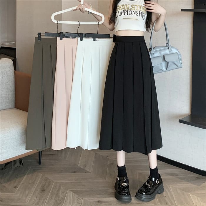 中学生 高校生 レディース ファッション 韓国 プリーツ スカート ロング丈 春夏 ボトムス 通学 カジュアル フォーマル ガーリー きれいめ 10代 20代 おしゃれ 16485