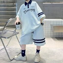 小学生 男の子 セットアップ ロゴ ポロシャツ ハーフパンツ 2点セット 半袖 春夏 パンツスーツ 通学 ダンス ストリート ヒップホップ 韓国 子ども 子供服...