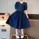 小学生 セットアップ キッズ 女の子 デニムジャケット ギャザースカート 2点セット 春夏 半袖 ツーピース 通学 カジュアル ガーリー 可愛い 韓国 おしゃれ...
