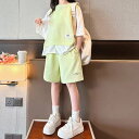 小学生 セットアップ キッズ 女の子 重ね着風 Tシャツ パンツ 2点セット 春夏 半袖 ツーピース 通学 カジュアル ガーリー ダンス 可愛い 韓国 おしゃれ...