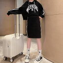 小学生 女の子 セットアップ キッズ ロゴ スウェット パーカー スカート 2点セット 春秋 長袖 ツーピース 通学 カジュアル ガーリー ダンス 可愛い 韓国...