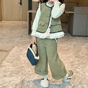 小学生 キッズ 女の子 ツイード セットアップ フリル ベスト ジャケット パンツ 春秋冬 長袖 ツーピース 通学 きれいめ カジュアル ガーリー 発表会 可愛...