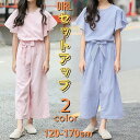 小学生 セットアップ キッズ 女の子 フリル袖 カットソー ワイドパンツ 2点セット 夏 韓国 カジュアル ファッション 通学 可愛い コーデ 15409