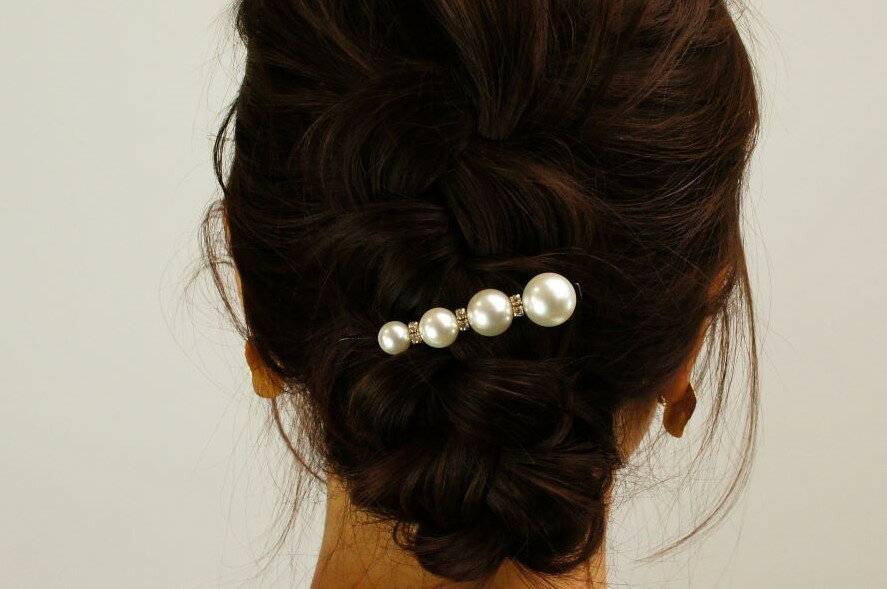 パールヘアクリップビジュー ヘアクリップ ヘアアレンジパール まとめ髪大人 シンプル カジュアル パーティトレンド 上品 送料無料1000円 3