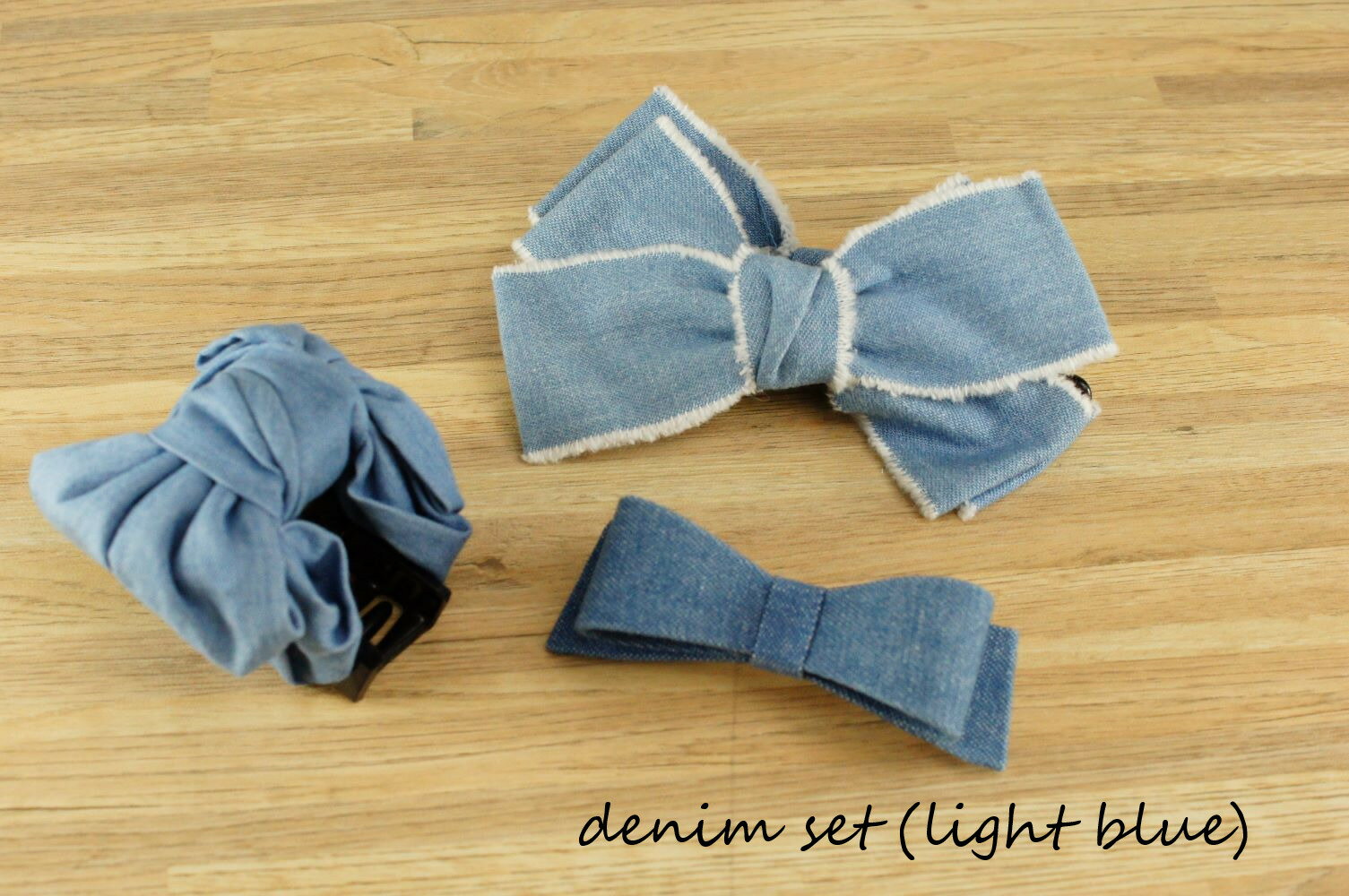 デニム風ヘアアクセサリーセットヘアアクセサリー ヘアアレンジ まとめ髪バンスクリップ バレッタ バナナクリップデニム カジュアル