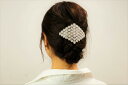 パールとビジューのひし形バレッタヘアアクセサリー ヘアアレンジ まとめ髪バレッタ ひし形 パール ビジュー パーティ結婚式 二次会 入園式 入学式 上品 華やか...