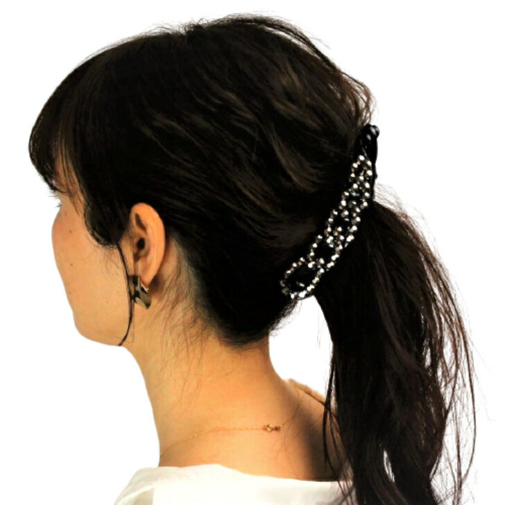 カット石バナナクリップヘアアクセサリー ヘアアクセ ヘアアレンジ まとめ髪 まとめ髪アレンジ バナナクリップヘアクリップ カット石 カットストーンシンプル オフィス 大人 定番 ベーシックブラック ガンメタ